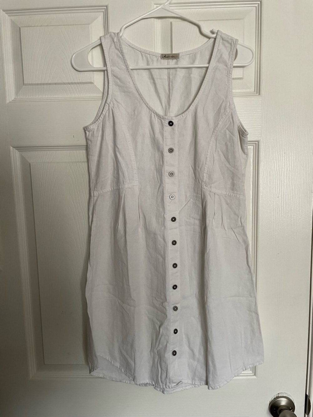 Mod-o-doc Women’s White Button-Front Sleeveless Tunic Dress Size Small